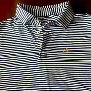 Rhoback Mens Golf Polo Blue/White Striped Size XL